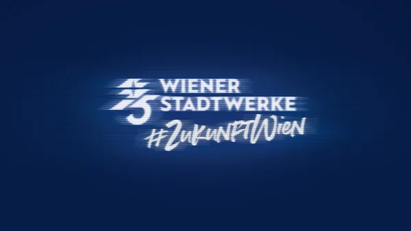 Logo mit 75 Jahre Wiener Stadtwerke Schriftzug und Hashtag #ZukunftWien